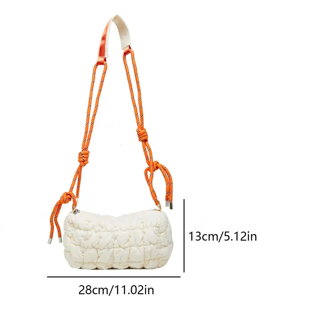 Women Padded Crossbody Bag with Braided Rope Strap Puffer Satchel Zipper Clre Quilted Nylon Daily for Female 260208