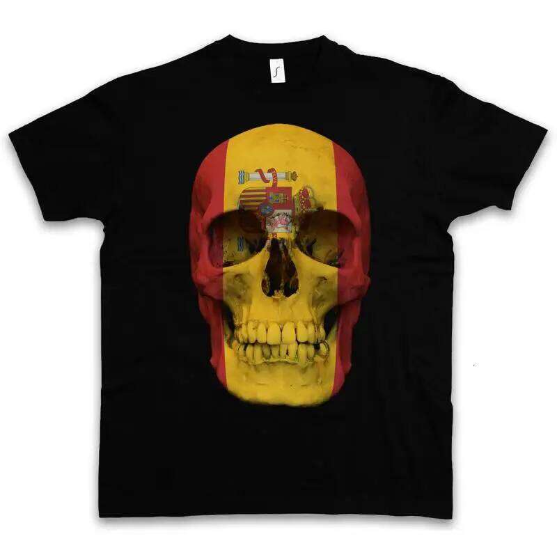 CLASSIC SPAIN SKULL FLAG T SHIRT Biker MC Banner Sizes S 5XL X260209