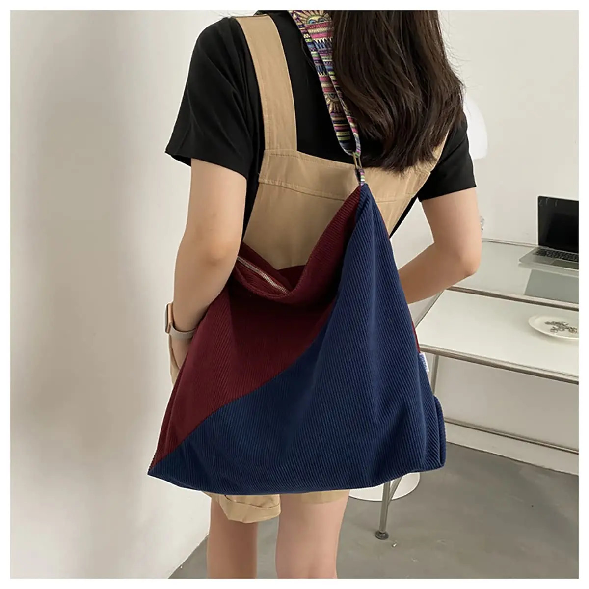 Tote Bag Women Large Crossbody Stylish Handbag for Corduroy shoulder Casual 260208