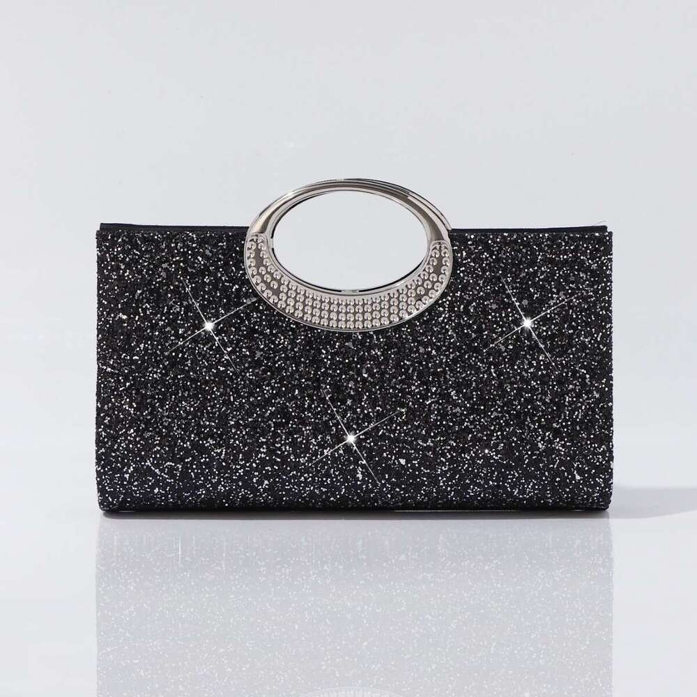 Hot-Selling Evening Bag European And American Retro Large Round Ring Handbag High-End Textured Sequin Fashion Trend Clutch