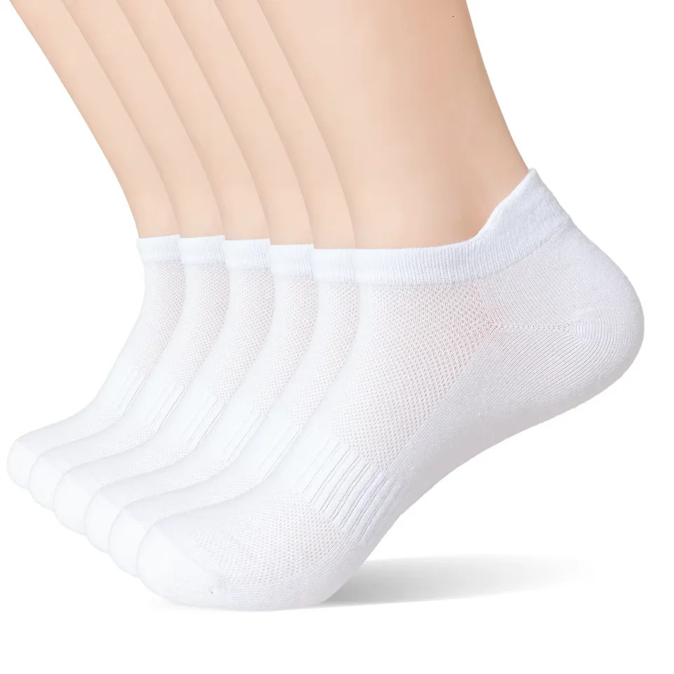 6 Pairs Ankle Socks Womens and Mens Couple Student Cotton Ear Plus Size Mesh Athletic Sports Running Solid Color Boat Socks 260207