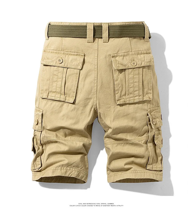 Summer mens fashionable multi pocket workwear shorts thin casual and fashionable denim multi pocket shorts 260208