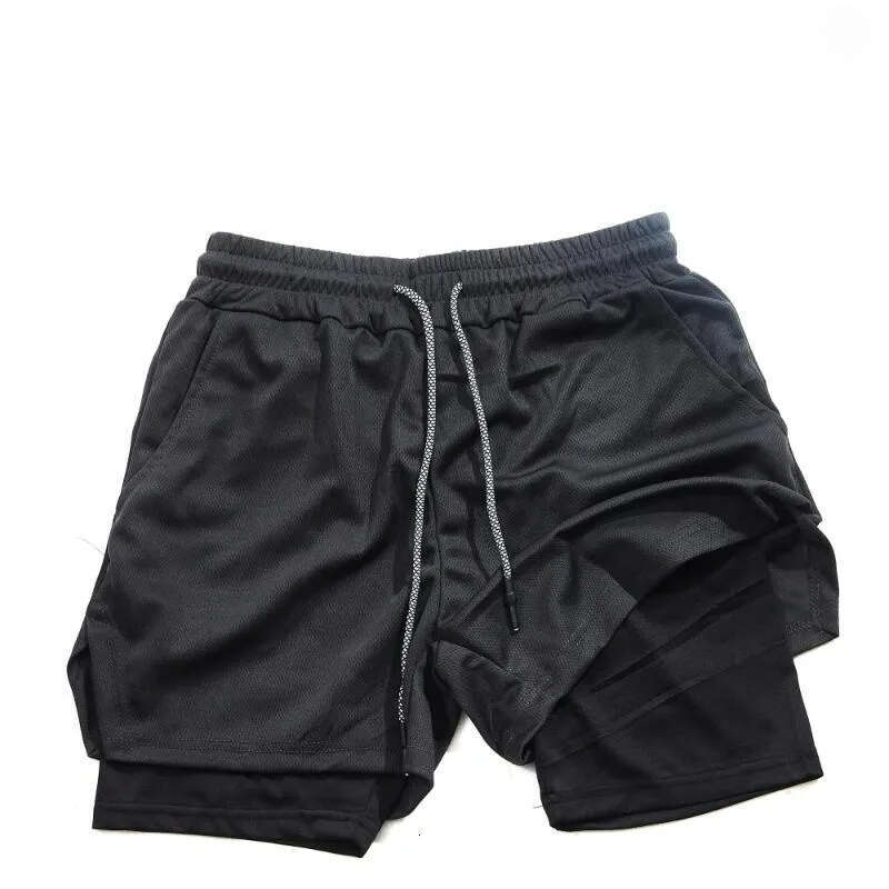 Double Layer Running Quick Dry 2-in-1 Athletic Shorts with Drawstring for Men Women Print Gym Running Athletic Shorts