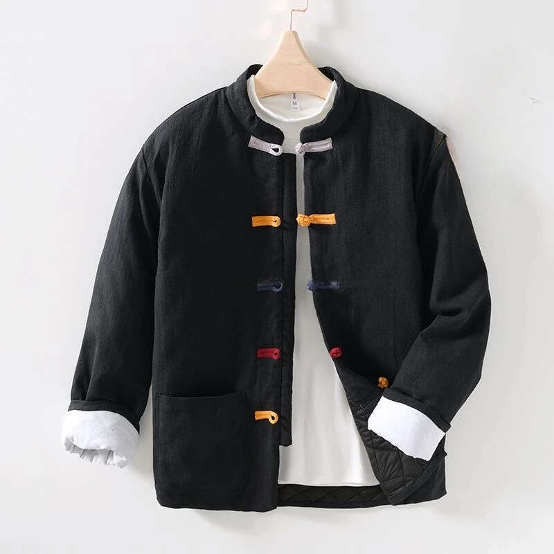 Mardi Hefxessdr colorful button trendy popular winter men s thicken warm tang suit coat leisure loose daily versatile chinese jacket