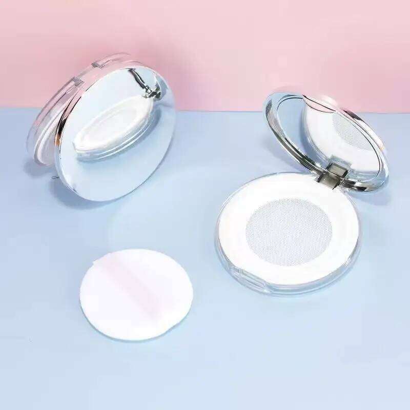 1 empty container with puff, plastic compact cosmetics, refillable powder puff box, loose 26L0209
