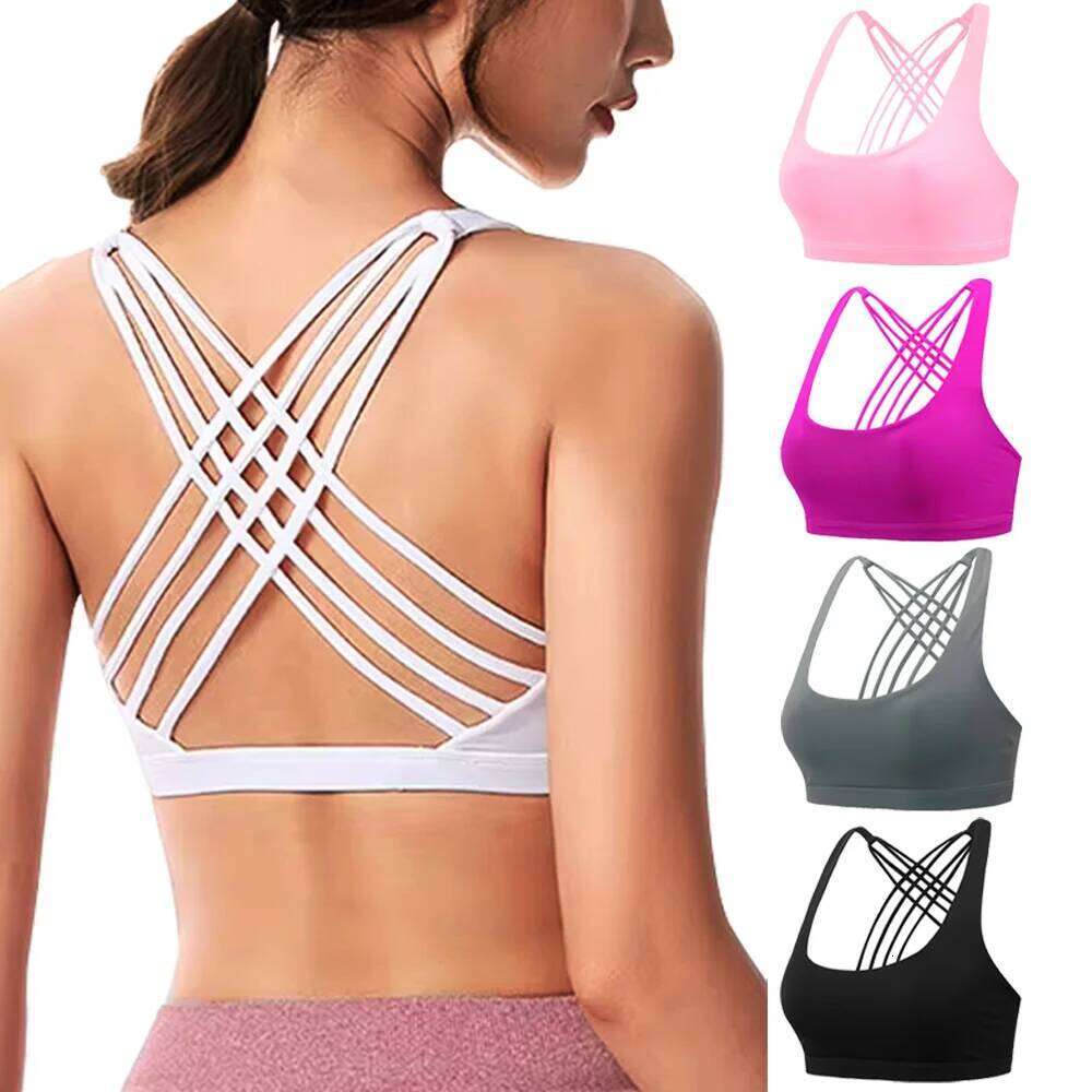Fitness Sports Bra for Women Push Up Wirefree Padded Crisscross Strappy Running Gym Workout Yoga Underwear Crop Tops Sportswear 26Y0209
