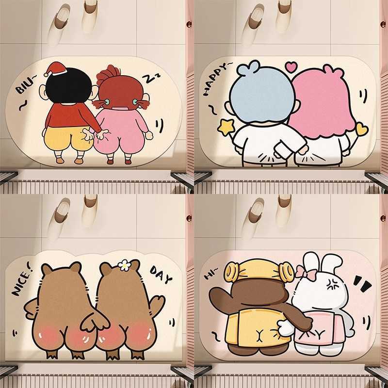 Cartoon Squeeze Diatomaceous Earth Absorbent Mat Bathroom Non-Slip Quick-Dry Foot Mat Easy to Clean Entrance Door Mat S260207