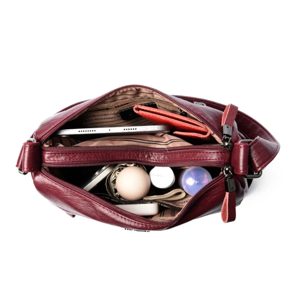 Two Layer Shoulder Bags Solid Color Top Quality Soft PU Leather Crossbody for Women Sac A Main 260208