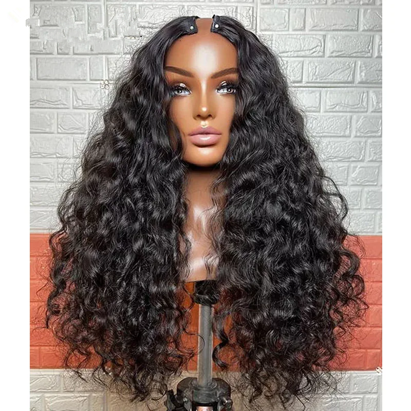Indian Raw Wavy Hair 200 Density U Part Wigs for Black Women 1x4 Middle Open Cheap Hair Wigs V Shape Human Hair Wig Easy Install