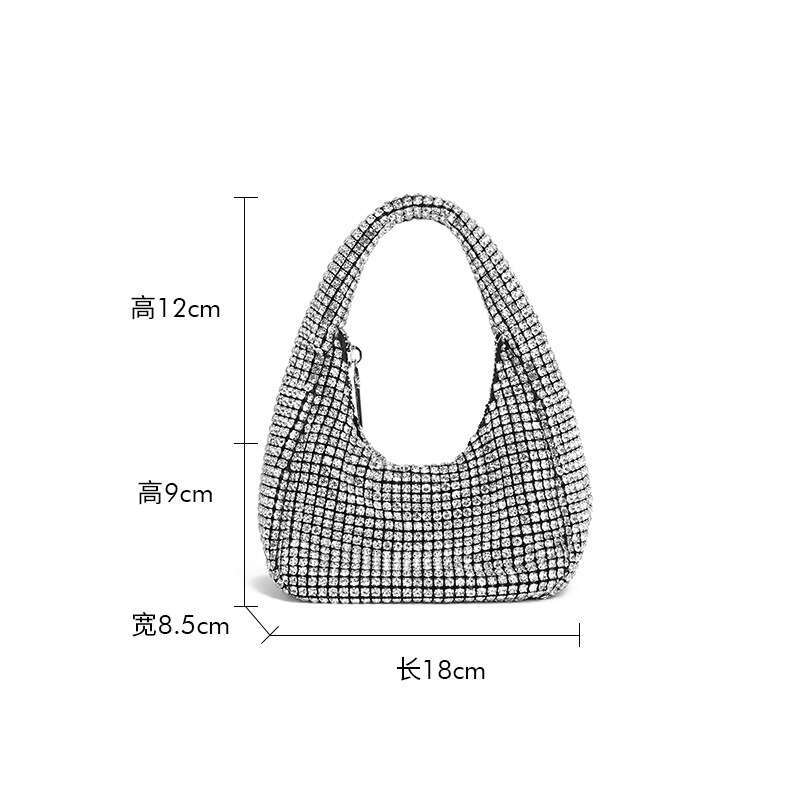 Evening Full Diamond Moon 2026 Summer New Fashion High-End Diamond-Encrusted Handheld Underarm Baguette Bag