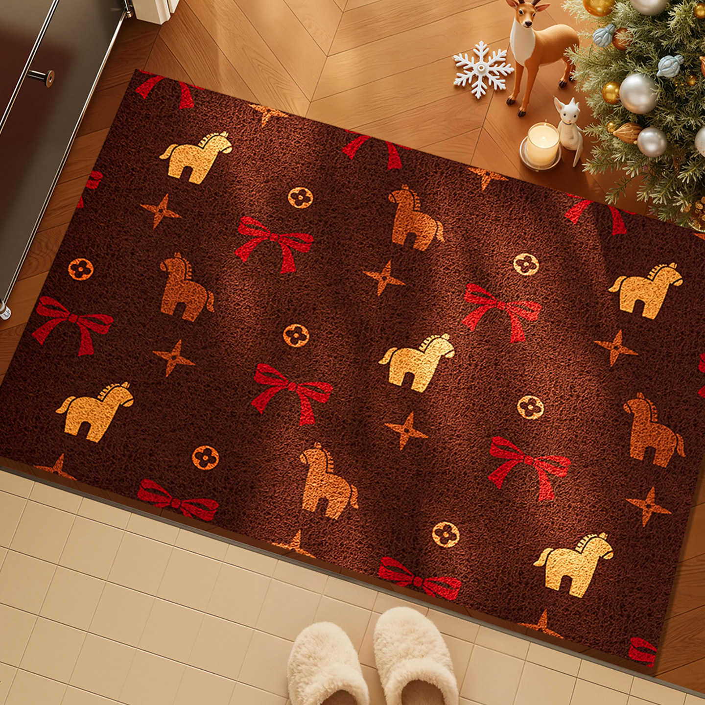 2026 New Year of the Horse Cartoon Style Entrance Doormat Dust Removal Non-Slip Customizable Silk Loop Doormat S260207