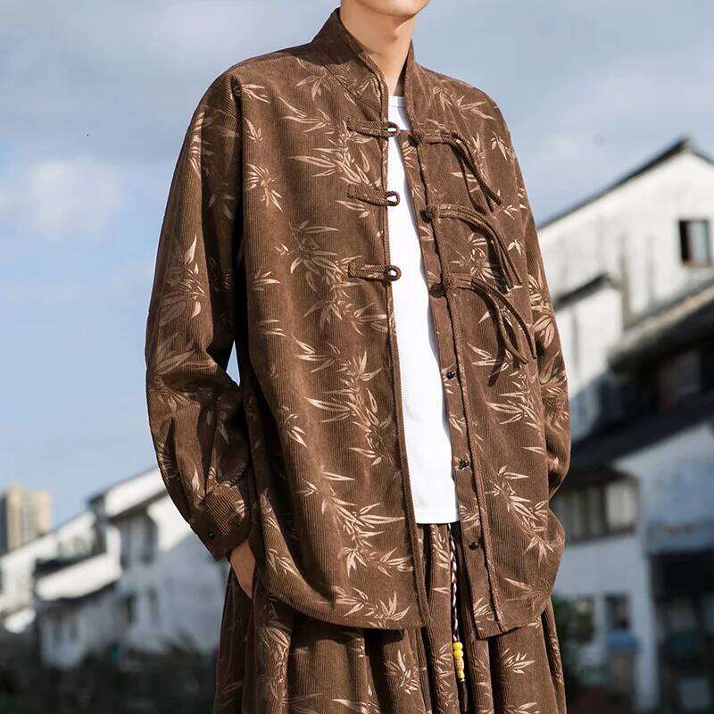 Mardi Hefxessdr Chinese Style Jacket Corduroy Velvet Cardigan Top Male Tang Suit KungFu Shirts Japanese Kimono Jackets Coat Zea Men Clothing