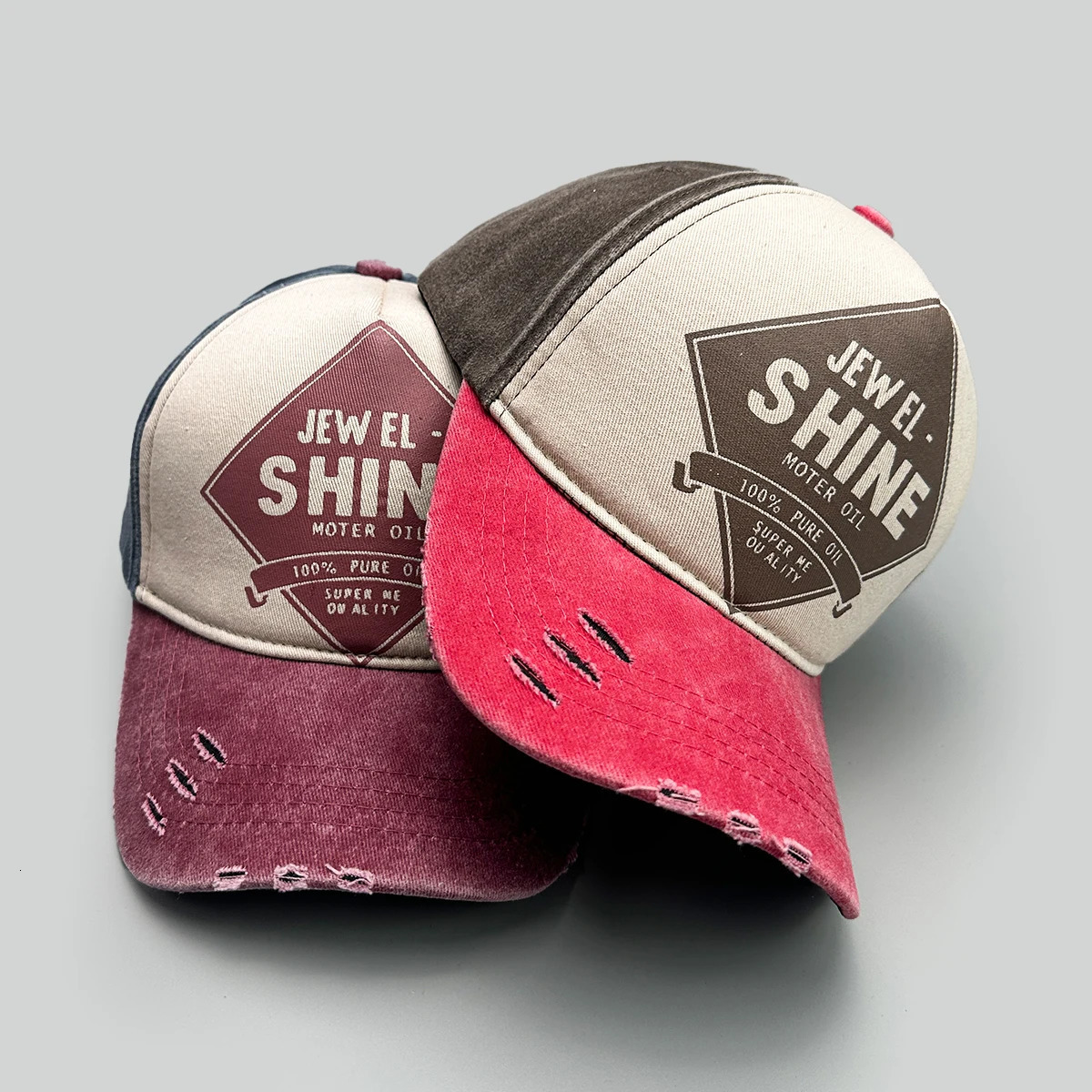 ins Personal Printed Letters Baseball Hats Unisex Breathable Broken Style Sunshade Color Block Versatile Hip Hop Peaked Caps 260208