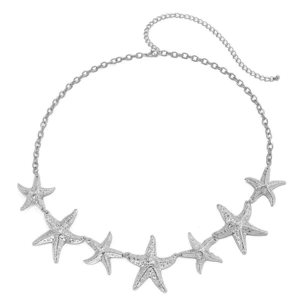 Trendy Sexy Beach Gold Color Metal Starfish Waist Women's Ocean Vacation Style Belly Chain Body Jewelry X260209
