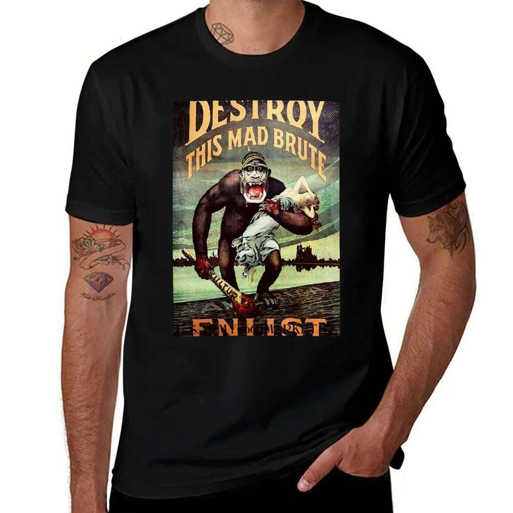 Destroy this mad brute Enlist T-Shirt anime oversize printed t shirts for man T-shirt X260209