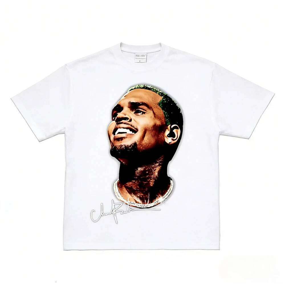 Chris Brown Green Hair Graphic T-Shirt Cotton Trendy R&B Style Unisex Crew Neck Streetwear spring Summer Casual Tees X260209