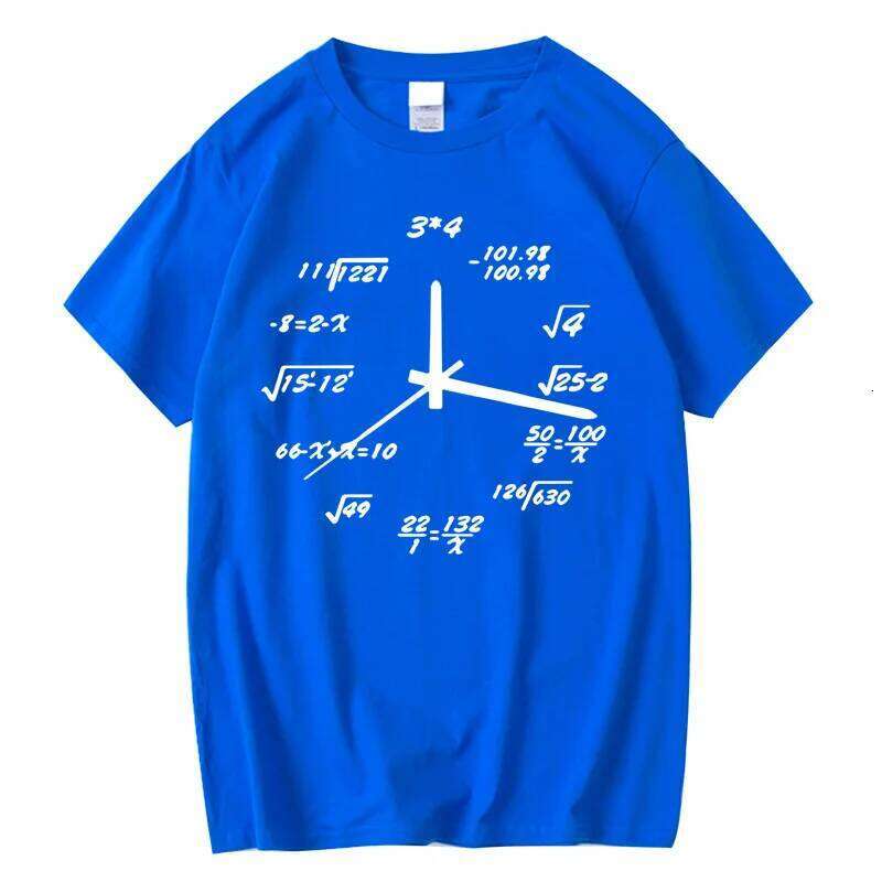 Men's 100% Cotton Casual Funny Math Clock Print Summer Loose O-neck T Shirt for Men Short Sleeve T-shirt Male Tops X260209