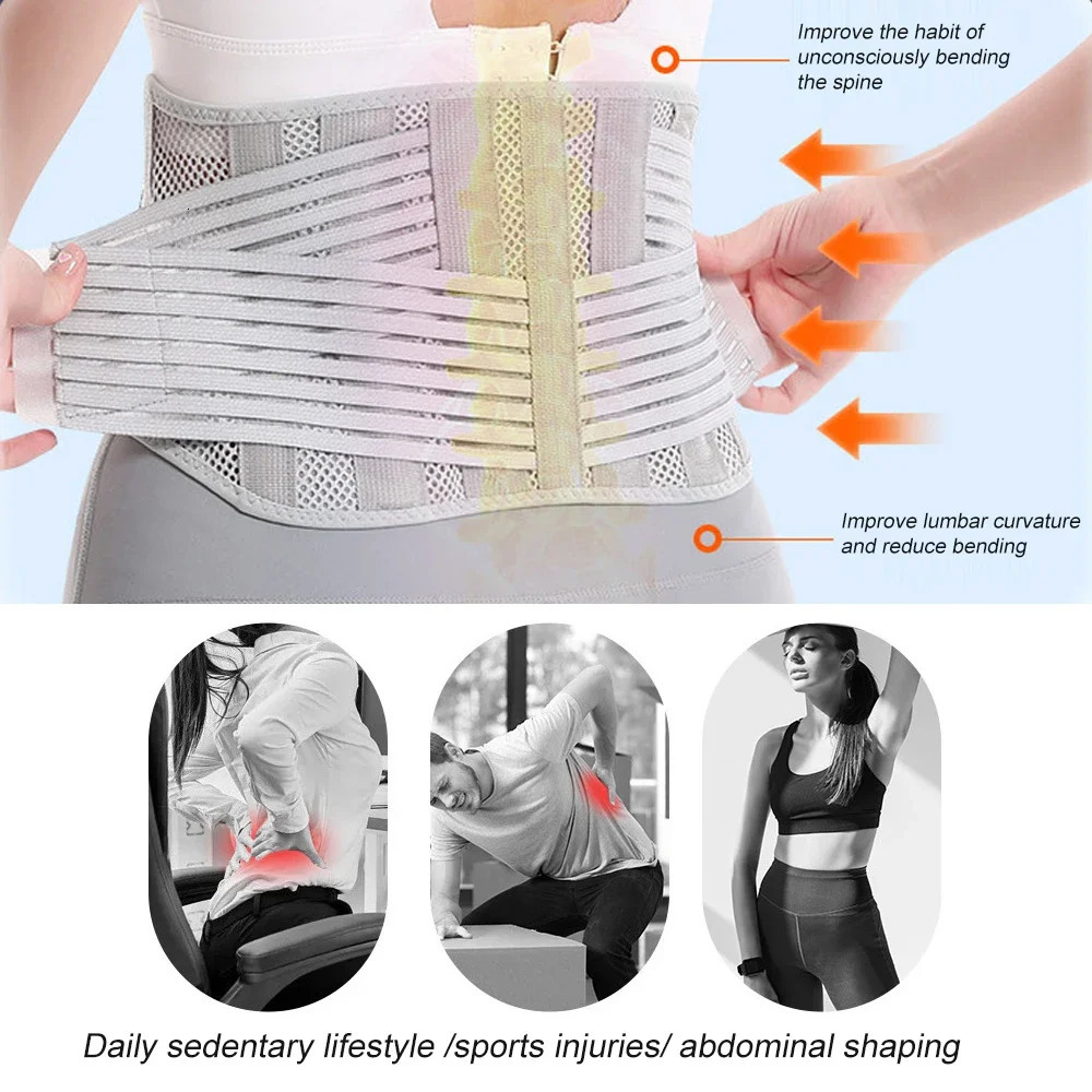 Adjustable Waist Trainer Belt Men Women Lower Back Brace Spine Support Orthopedic Breathable Lumbar Corset 260202