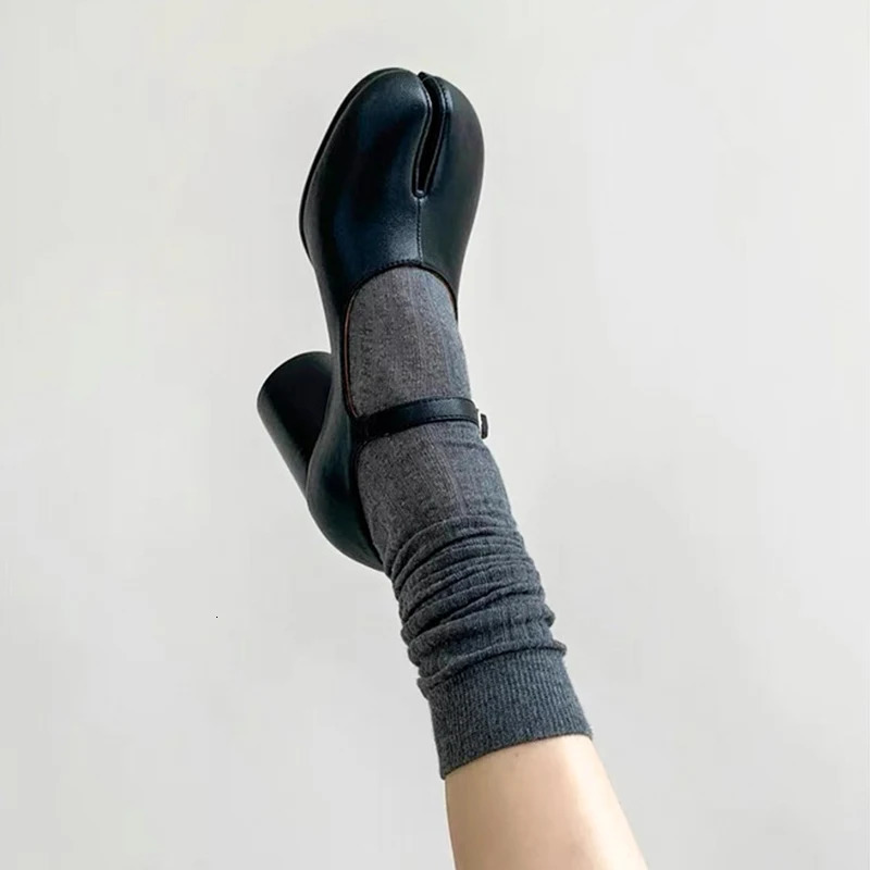 6cm Fashionable Split toe Shoes High Heels 2025 Party Office Mary Jane Retro Leather Sheepskin Single 260208