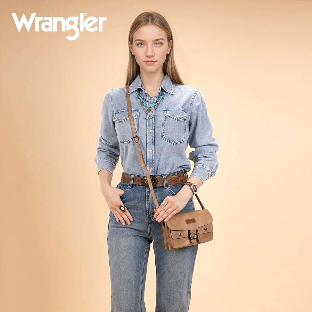 Wrangler Crossbody Wallet Purses Multi Function Card Holder Small Purse With Double Zipper