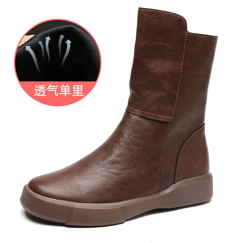 Short boots 2025 womens autumn and winter British style retro Knight with velvet flat bottomed midsole 260208