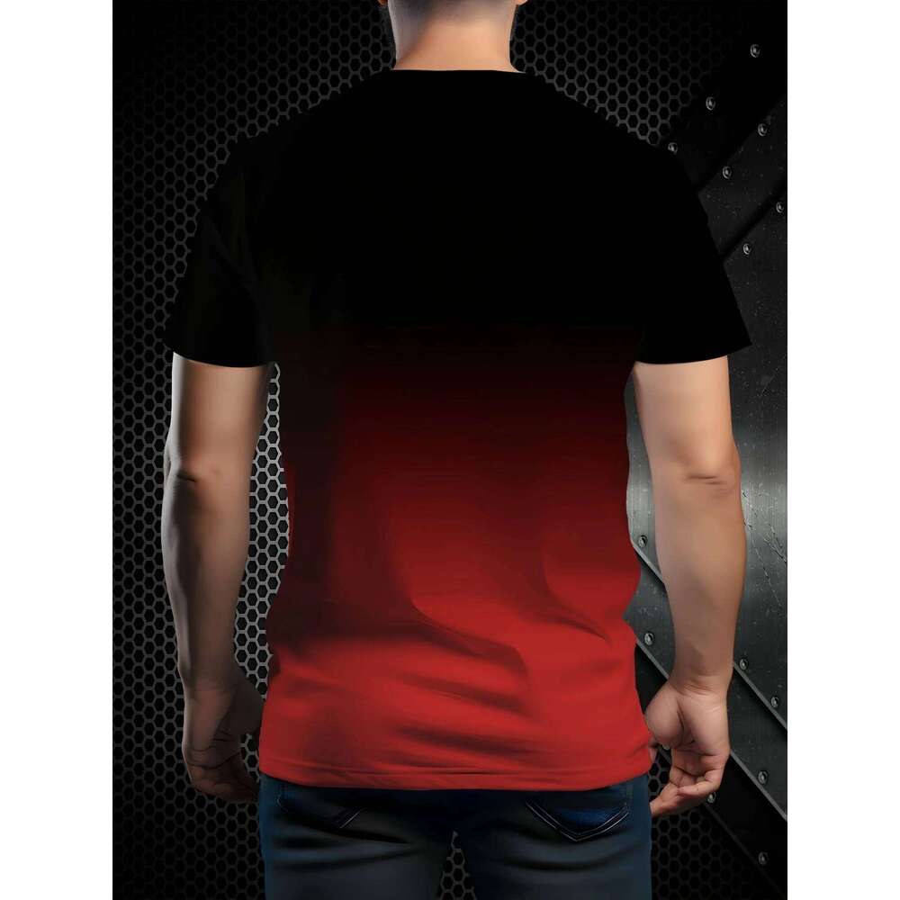 Men's 3D Printed Gradient T-Shirt - Evolution of for Man & Beer Meme,Casual Short Sleeve Crewneck,Polyester Blend,Summer X260209