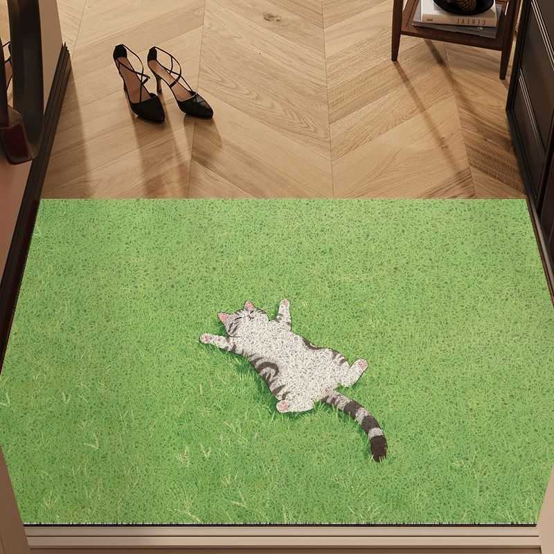 Fresh green small animal entrance silk loop mat grassy cat healing style non-slip dust-removing doormat S260207