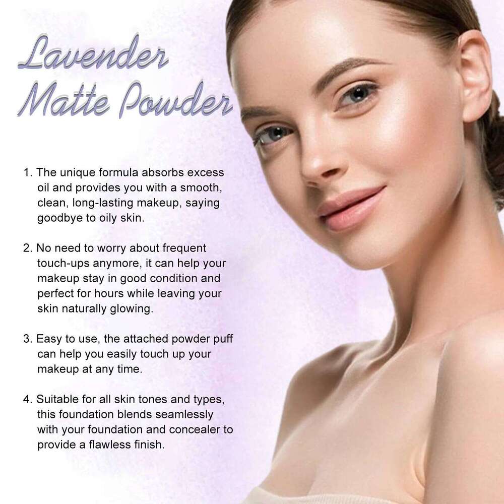 Jaysuing 10g Lavender Matte Set Natural Waterproof Concealer Oil Control Lasting Makeup Loose Setting Powder 26L0209