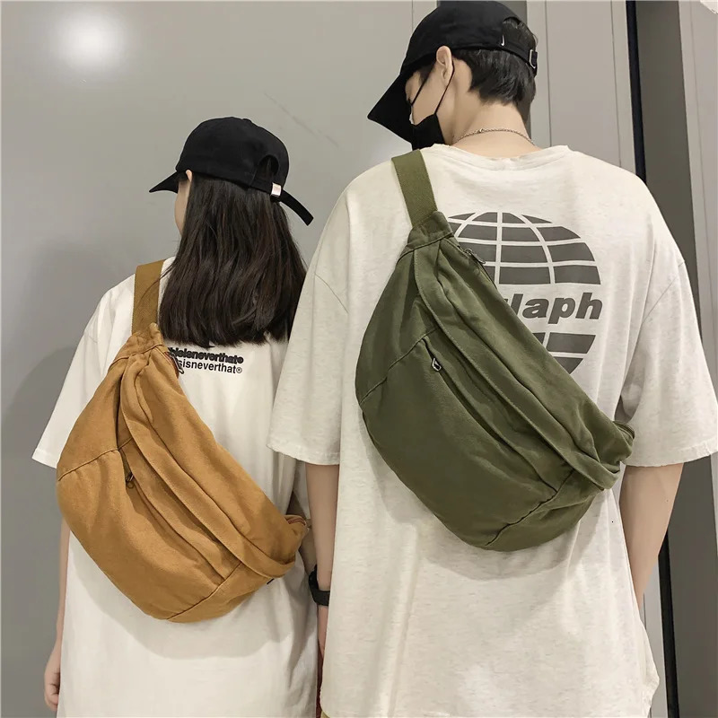 Fashion Trend Waist Bags Unisex Canvas Chest packs Phone Pack Street Hip hop Belt Bags Large capacity Ladies Crossbody Chest Bag 260130