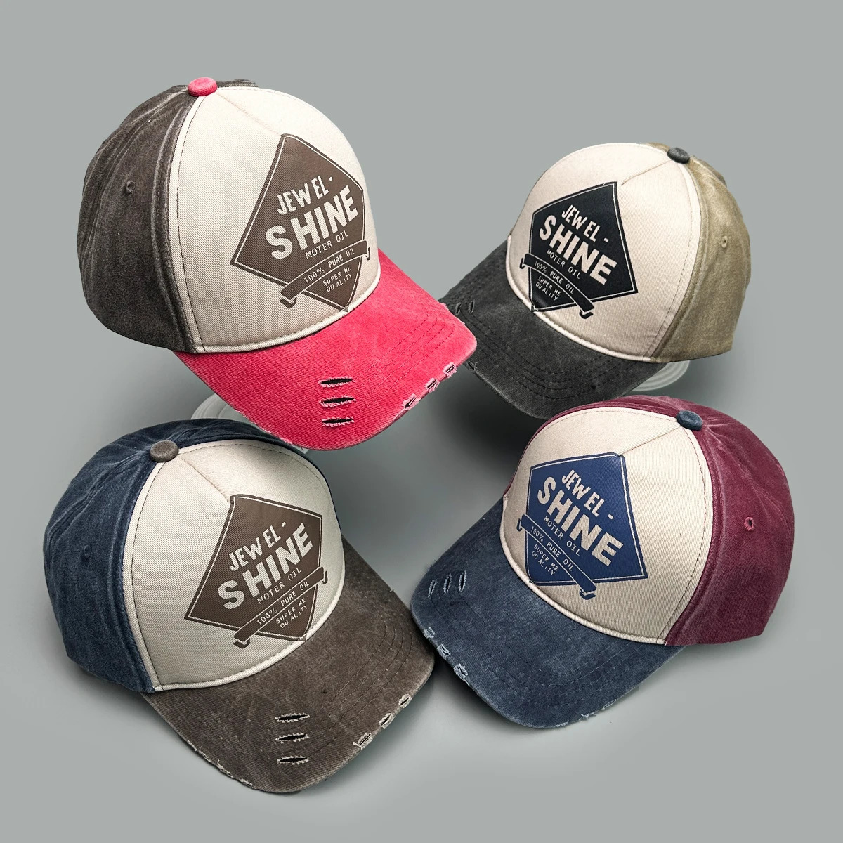 ins Personal Printed Letters Baseball Hats Unisex Breathable Broken Style Sunshade Color Block Versatile Hip Hop Peaked Caps 260208