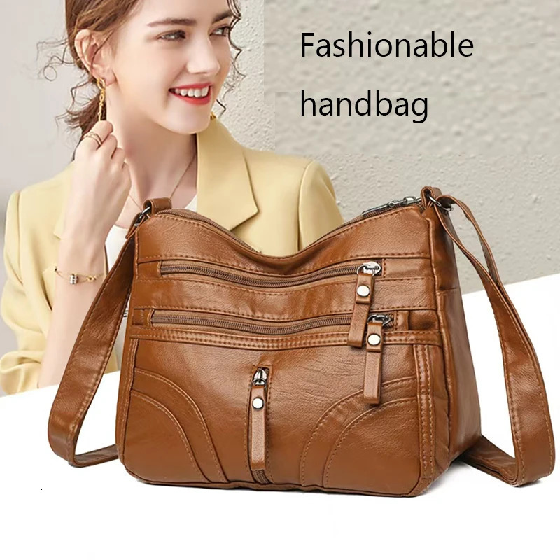 Fashion Womens Multicolor Leather Crossbody Bag for Daily Outings Commute Versatile Multipocket Stylish Highend 260208