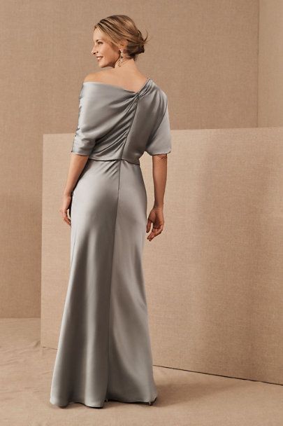 Grey Elegant Mother Of The Bride Dresses Satin Floor Length Plus Size Mother Wedding Guest Dress Custom Made Evening Gowns 0209