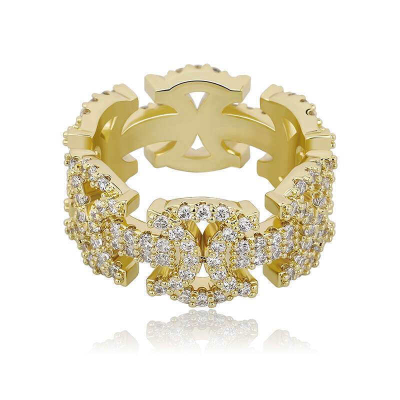 Butterfly Full Zircon Trendy Hip-hop Ring Personality Bowknot Hollow Jewelry