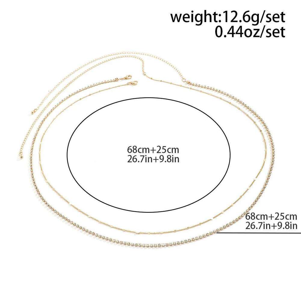 Simple Luxury Sparkling Rhinestone Waist 2025 Retro Multi Layer Gold Color Metal Body Chain Girls Fashion Jewelry X260209