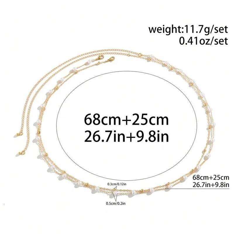 Fashion Pearl Bead Double Layered Waist for Women Sexy Metal Handmade Beads Belly Chain Beach Body Jewelry Accessories X260209