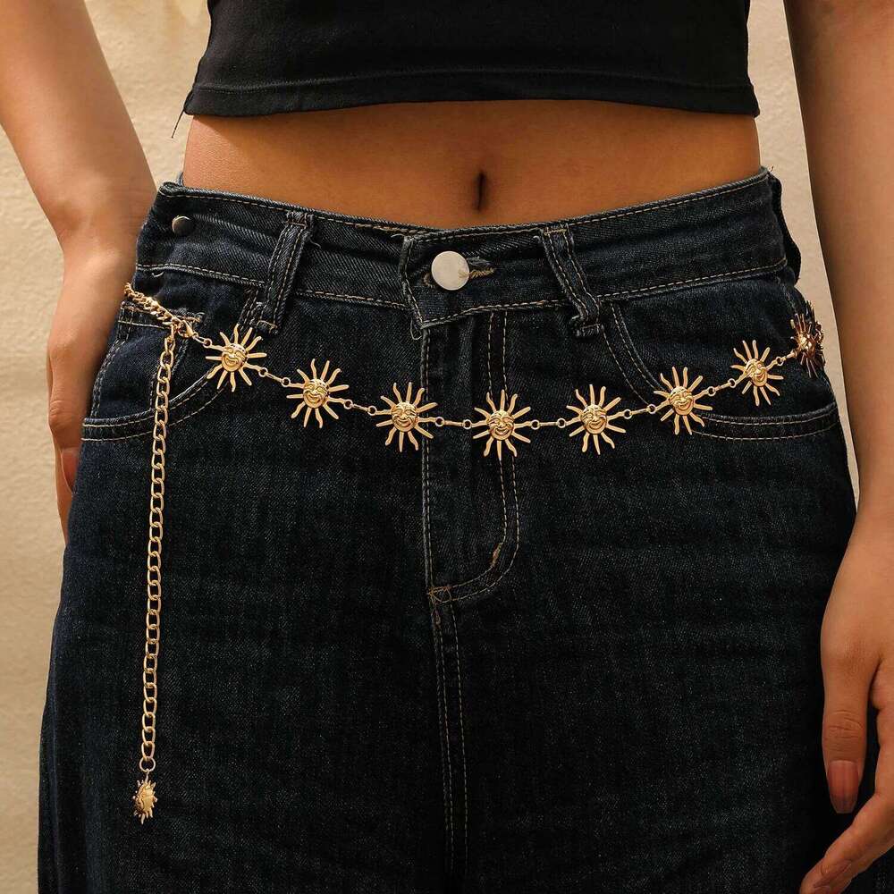 Bohemian Retro Metal Sunflower Summer Fashionable Dress Waist Versatile Body Chain Sexy Accessories X260209