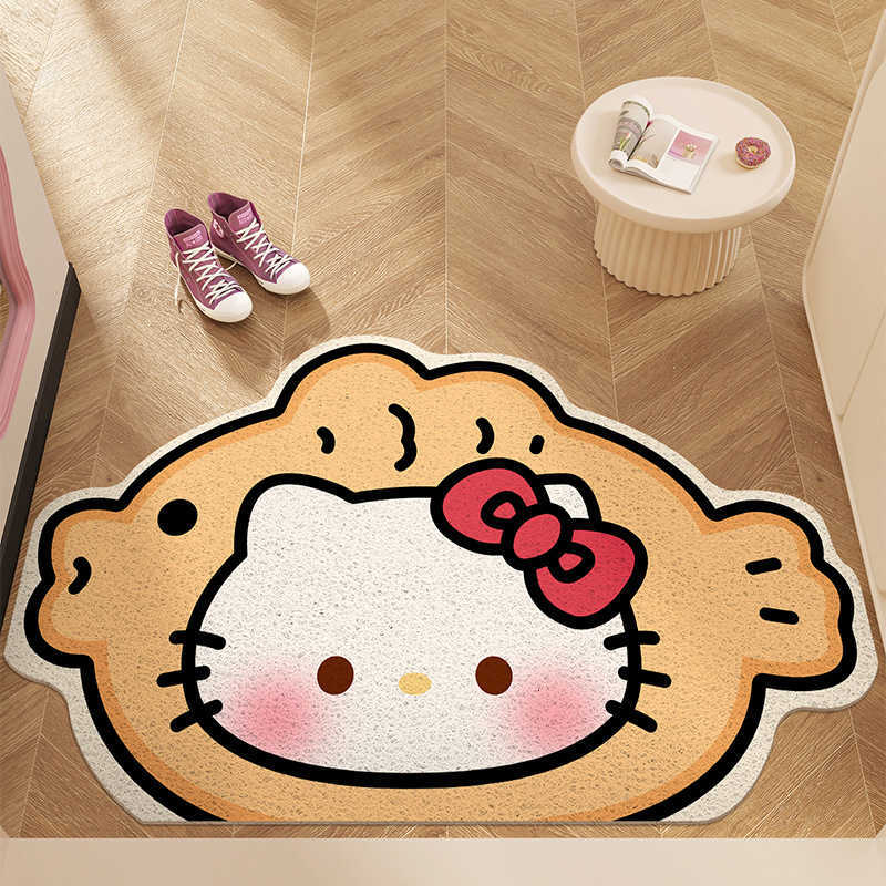 Cute Hello Kitty Entrance Doormat Entryway Household Foot Mat Silk Loop Non-Slip Carpet Mat Customizable S260207