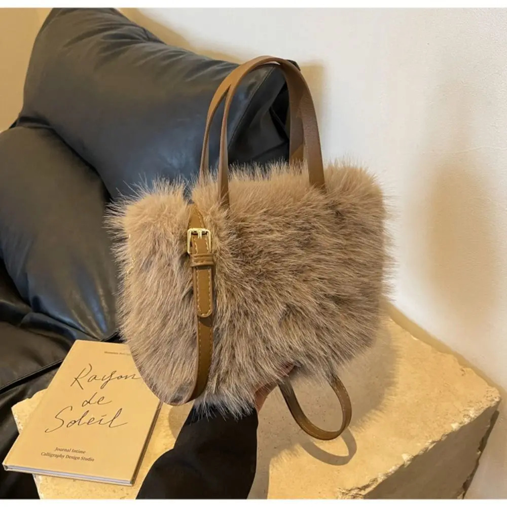 Fashion Faux Fur Ladies Shoulder Bag Soft Fluffy Female Crossbody Handbag Square Tote for Women 260208