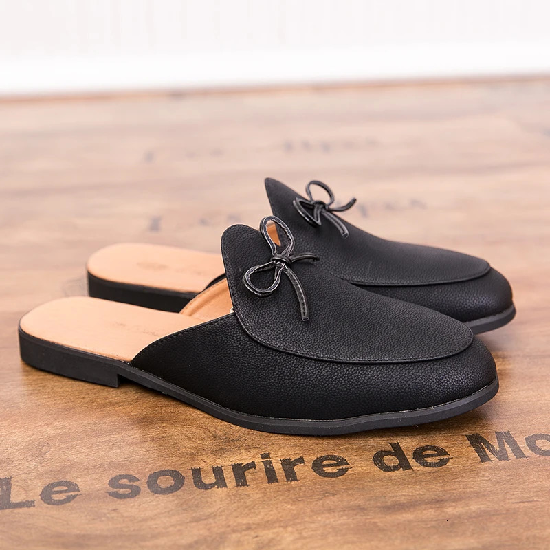 Classic Men Half Slippers Lightweight Leathe Muller Shoes Loafers Male Comfy Flats Lazy Soft Handmade Casual Footwear 260126