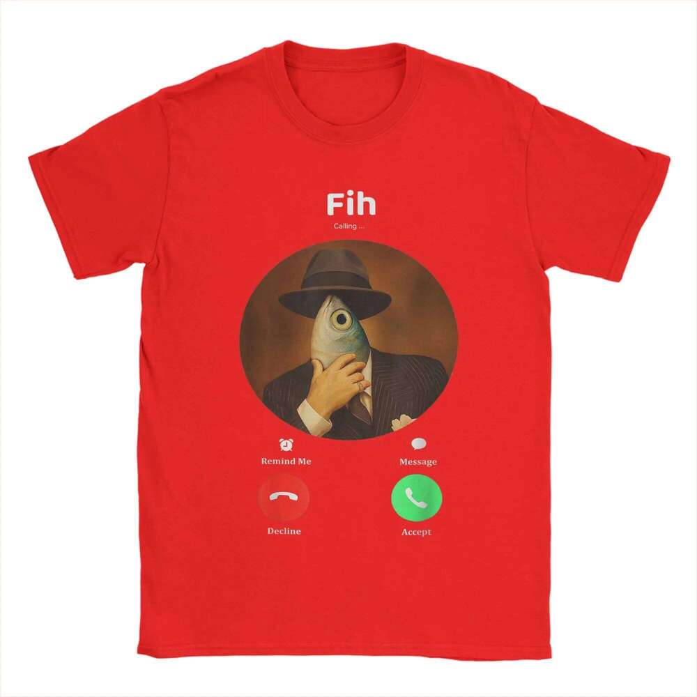 Fih Calling Meme T Summer Funny Fish Incoming Call Humor T-Shirts Tee Shirt for Short-Sleeved Casual Tops Women Clothing X260209
