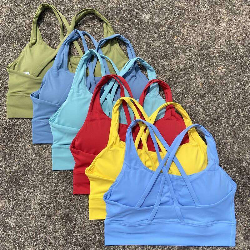 Women Sports Bra Gym Cross Yoga Crop Top Vest High Support Fitness Bralette Push Up Tight Soft Underwear With Chest Pad 26Y0209