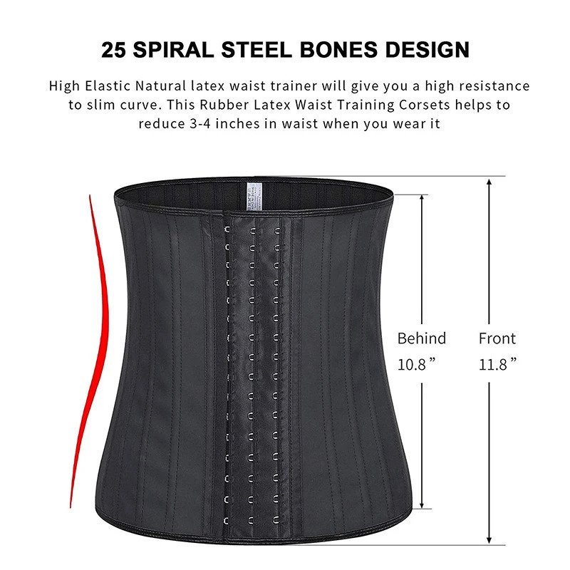 25 bones Corset Waist Trainer Latex Body Shapewear Women Tummy Shaper Belly Sheath Sllimming Belt Modeling Strap Weight Loss 260207