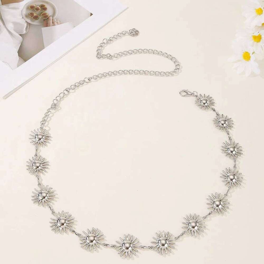 Simple Sunflower Metal Fashion Waist Chain Women Adjustable for Skirt and Dress Accessories X260209