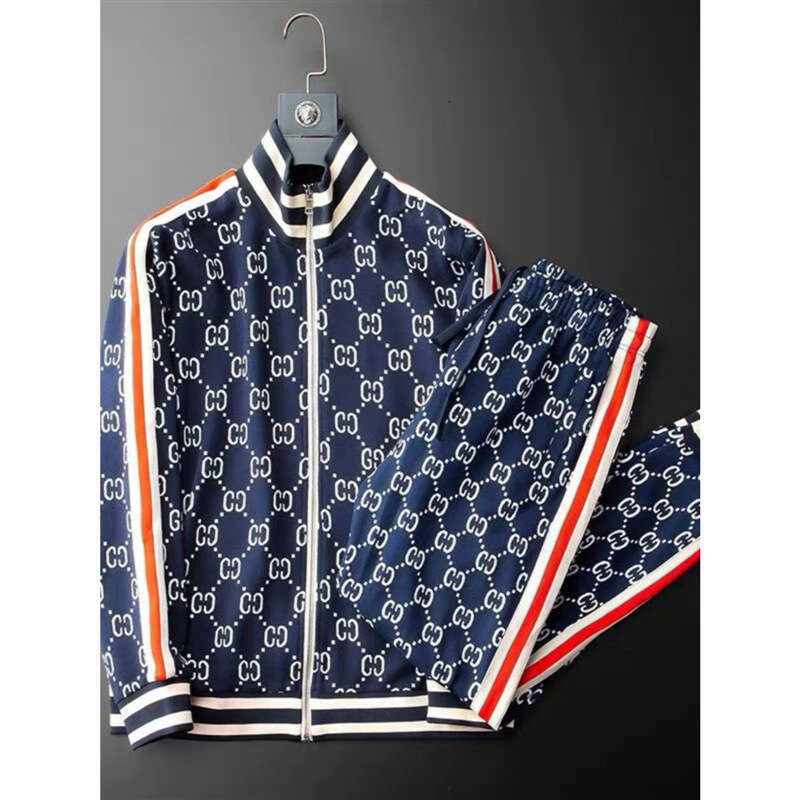 Spring And Autumn Jacket Set, Brand, Personalized Cardigan, Stand-Up Collar, Fashionable Casual Sports Two-Piece Set For Men