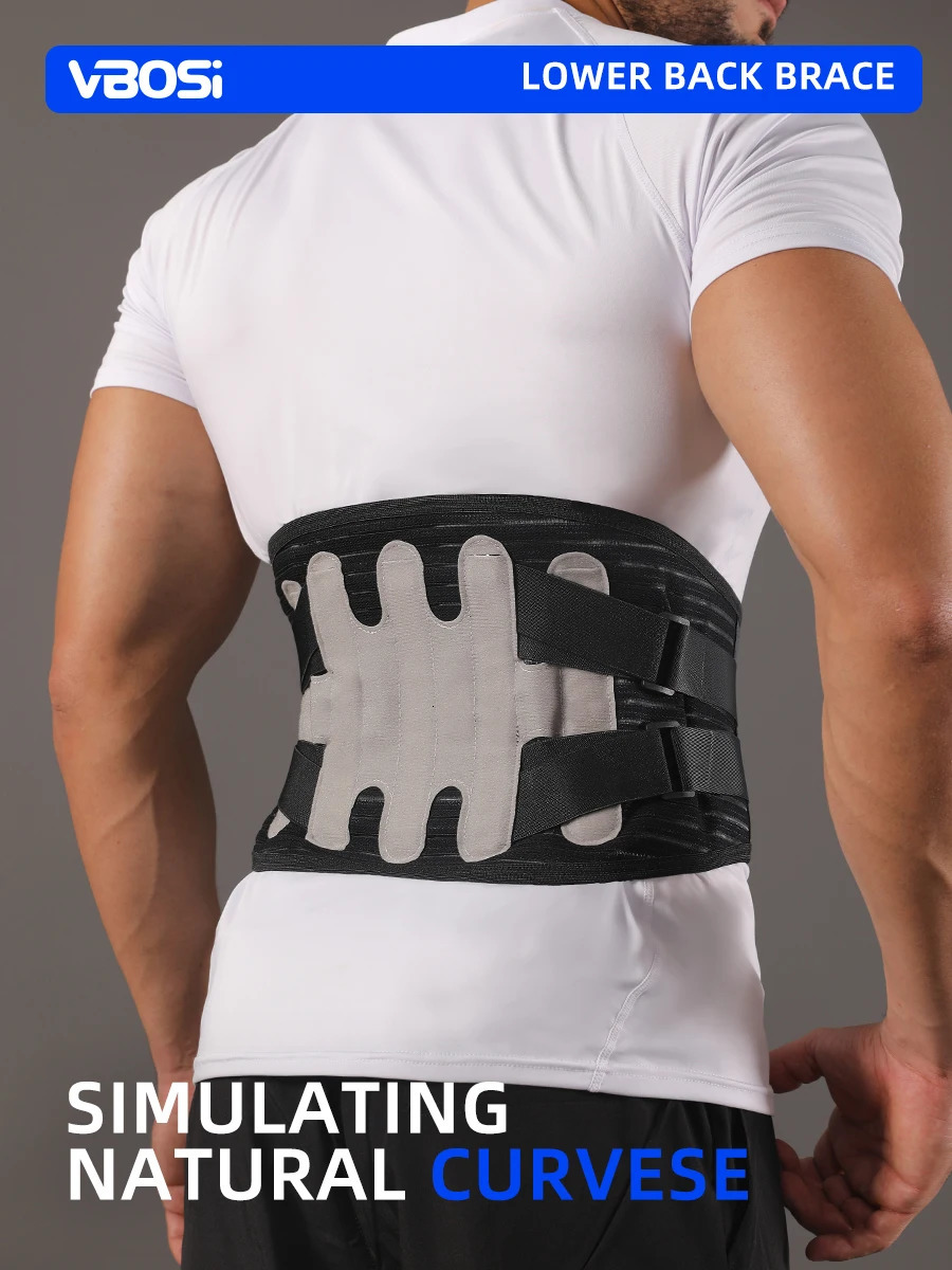 VBOSi Adjustable Breathable Waist Support Lower Back Brace for Men And Women with Metal Stabilizers 260202