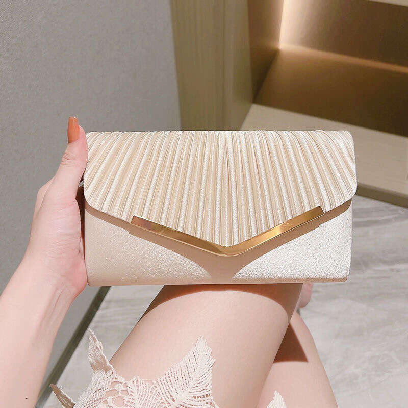 New Satin Evening Banquet Clutch Crossbody Women S Socialite Pleated High End Envelope Bag