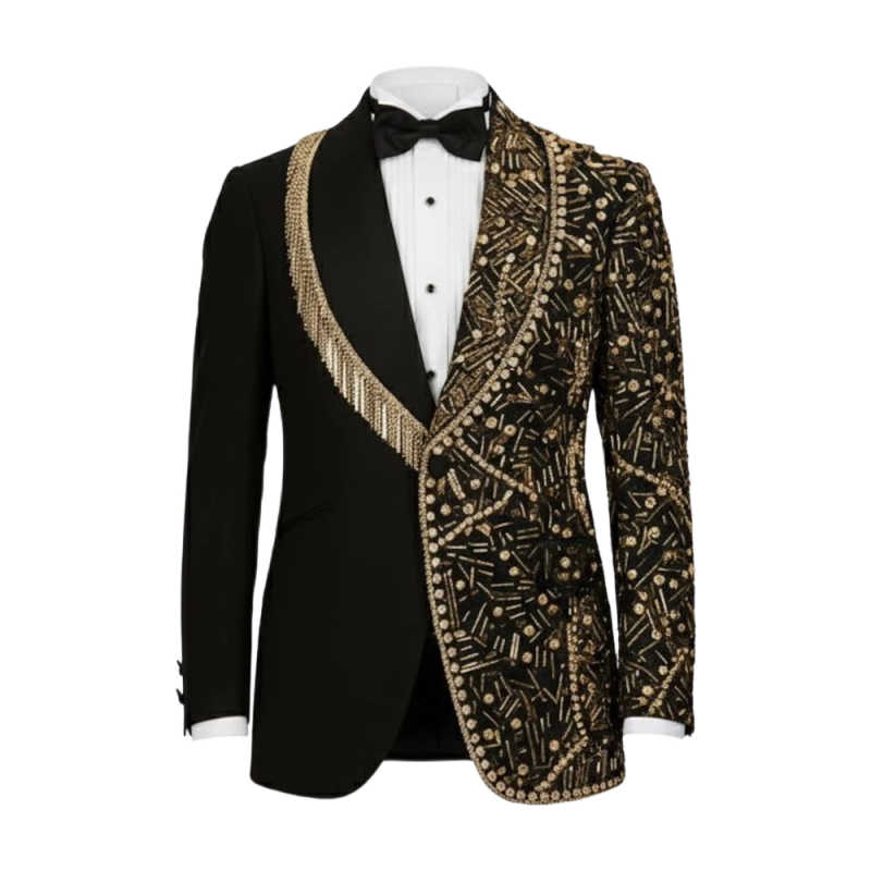 Stunning Groom Wedding Tuxedos 2 Pieces Jacket Pant Shawl Lapel Bead Crystal Tassel Business Occasion Party Banquet Customized