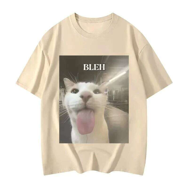 Bleh Funny Cat Meme Graphic Printed T Shirts Unisex Fashion Trend T-shirts Summer Casual Short Sleeve Clothing X260209