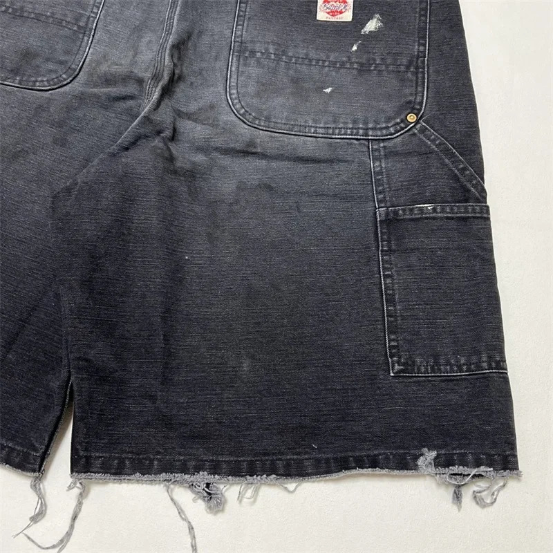 Wash Damaged SAINT Mxxxxxx Black Denim Shorts Men Women 11 Quality Oversized Retro Jeans 260208