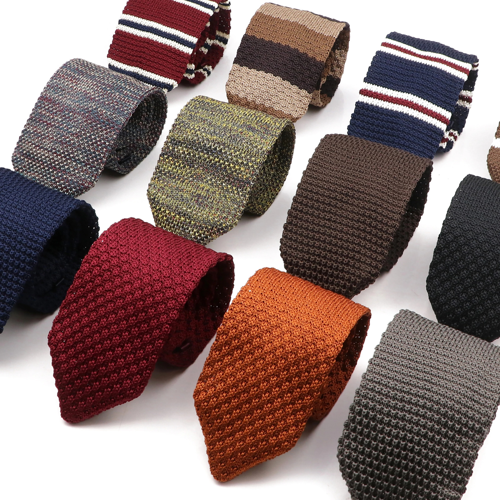 Mens Knitted Ties Classic Striped Skinny Necktie For Business Wedding Party British Style Necktie Winter Neck Wear Accessory 260208
